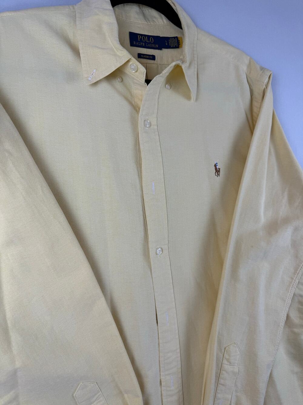 Polo Ralph Lauren Oxford Shirt Mens L Yellow Classic Fit 100% Cotton Pony